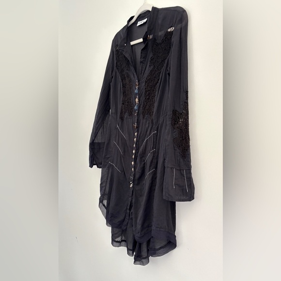 Elisa Cavaletti Size Small Tunic Button Sheer Artsy Dark Romantic Fairy Goth - Picture 3 of 12